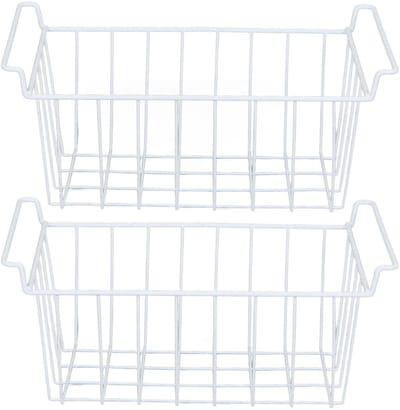 Dailygoods- Opbergmanden Roestvrij Staal - 2 Stuks - Draagbaar - Voorraadkast - Koelkast - Intelligente Opslag - Afmetingen L39 x B20 x H20 cm - Opbergboxen