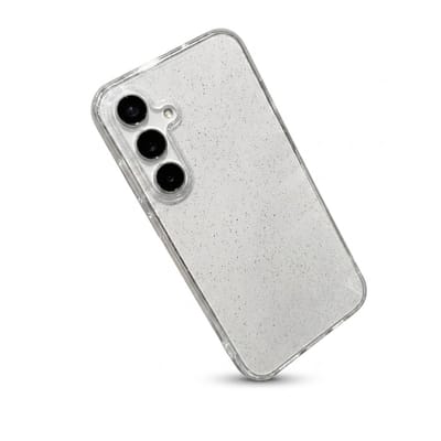 Transparant glitter telefoon hoesje geschikt voor Samsung S24 – backcover voor dames en heren – zachte transparante softcase met subtiele glitters