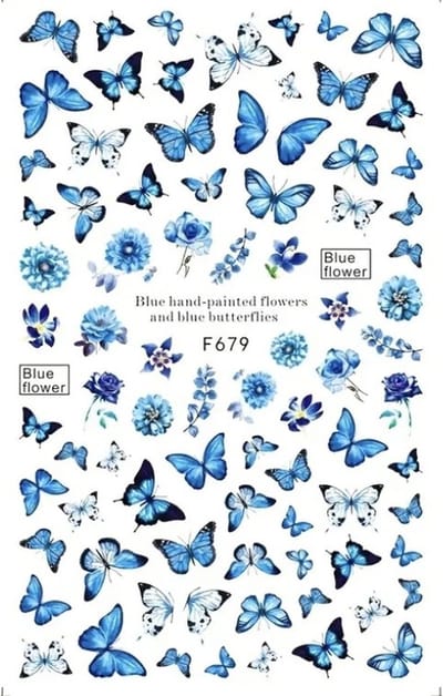 Nagelstickers Flowers and Butterflies ( 679 ) 12.5 x 7.5 cm