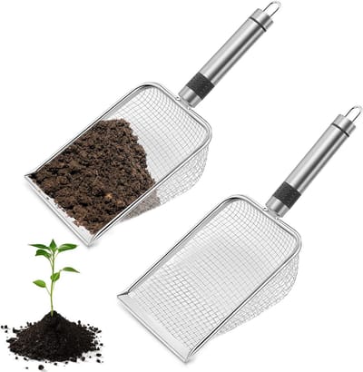 Cosensi - Tuinzeef 2 stuks roestvrij staal, aardezeef met handvat voor compost, zand en kattenbakreiniging