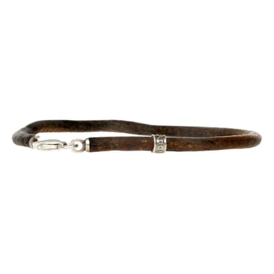 Bela Donaco - Armband leder w3 – vintage bruin leder – Geoxideerd Sterling Zilver