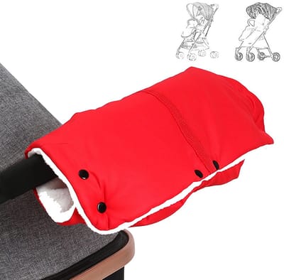 Handschoen voor de kinderwagen - Winter warme baby kinderwagen wanten - Vorstbestendig baby kinderwagen accessoire - Winddicht en sneeuwdicht - Houdt je warm - Past op de meeste kinderwagens en looprekken - Rood