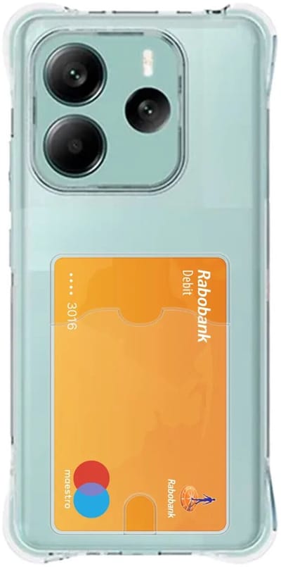 Transparant Hoesje met Pasjeshouder Geschikt voor Xiaomi Redmi Note 14 | Back Cover Dun TPU | Schokbestendig | Ultra Dun | Kaarthouder Achterkant | Shockproof | Doorzichtig