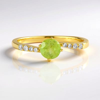 Cavill - Zilveren ring verguld met 0,641 ct ronde briljant sfeen uit Madagaskar - 0,158 ct zirkoon - Elegante, duurzame zilveren sieraden ring