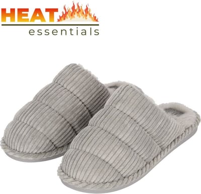 Pantoffels Dames 37 38 - Grijs - Corduroy - Sloffen Dames Maat 37 38 - Gewatteerde Corduroy Pantoffels Dames