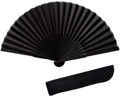 Dailygoods- Handwaaier Houten Zwart - Opvouwbaar - Lichtgewicht - Bamboe/Imitatiezijde - 21 x 38 cm - Perfect voor Bruiloften - Handfan