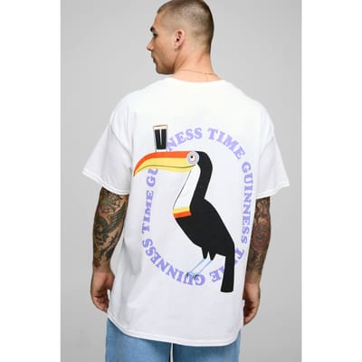 Oversized T-shirt bedrukt met Guinness-licentie | White | Size XS