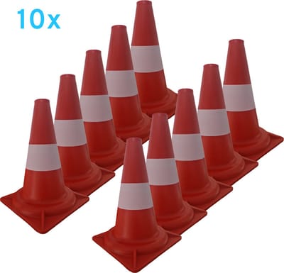 Oranje Pion - 32cm hoog - reflecterend - pionnen - verkeerskegel - 10 stuks