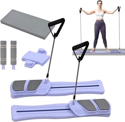Pilates Reformer - Thuis Fitness - Cardio Training - Draagbaar Ontwerp - 76x28x8cm - Paars