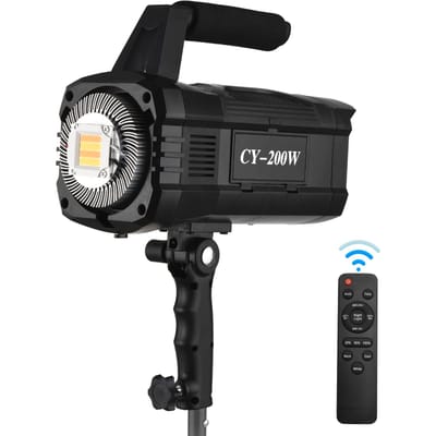 Andoer CY-100W 100W COB Studio LED Videolamp Fotolamp Tweekleurig 3000-6000K Dimbaar US Plug zwart