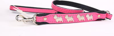 Dog's Companion - Leren Hondenriem West Highland Terrier - Lengte: 120cm (8 mm), Kleur: Roze