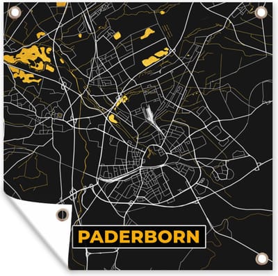 Tuin poster Stadskaart – Kaart – Paderborn – Gold – Duitsland – Plattegrond - 200x200 cm - Tuindoek