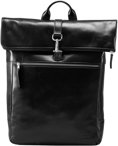 JOST Leren Laptop rugzak Rugzak met laptopvak Skagen Kurier Backpack Black Zwart