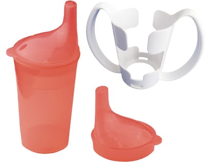 Sundo Drinkbekerset met houder - Geschikt voor thee en pap, met lang mondstuk - Rood