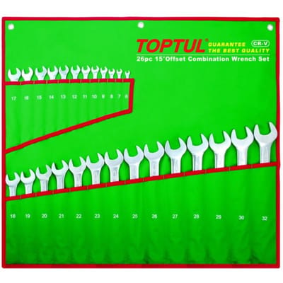 Steeksleutels, steeksleutelset TOPTUL 16 stuks (6 mm-32 mm)