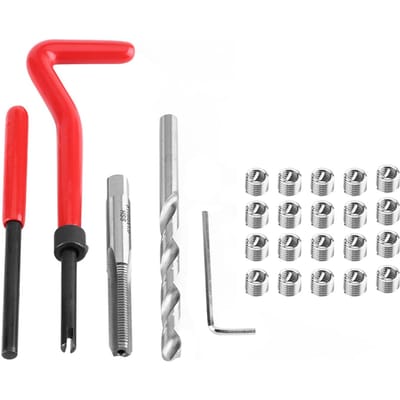25 stuks Draadreparatie Inzetstuk Kit Compatibele Handgereedschap Set voor Autoreparatie M6 X 1.0 X 8.0mm