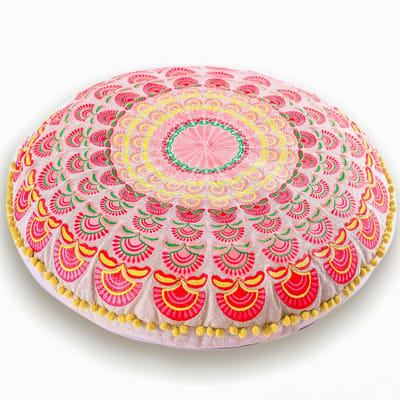 Dailygoods- Kussenhoes 60 cm - Ronde Meditatie Kussensloop - Boho Vloerkussen - Gedrukte Katoenen Poef - Ambachtelijk Vakmanschap