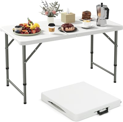 Inklapbare Tafel - Klaptafel Campingtafel - Buitenactiviteiten Dineren - Hoogte Verstelbaar - 120 cm - Wit