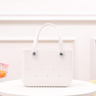 Kinderen Strand Bogg Tassen Mode Schattige Zomer Opbergmanden Kinderen Buiten Picknicktas Kleine Effen Kleur Eva Jelly Bag white