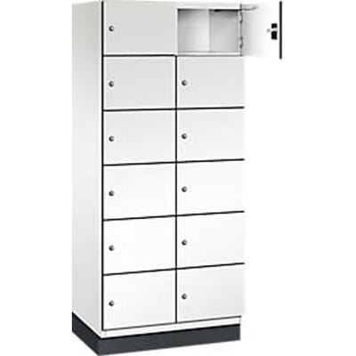 C+P Cambio lockerkast, 2 vakken, 12 vakken, met plint, B 800 x D 525 x H 1980 mm, verkeerswit/wit