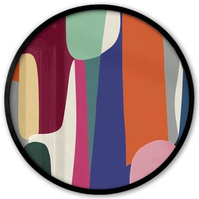 Poster in lijst Rond - Fotolijst 40x40 cm - Posters - Vormen - Ritmisch - Kleuren - Abstract - Ronde posterlijst zwart - Decoratie - Wanddecoratie woonkamer - Muurdecoratie slaapkamer
