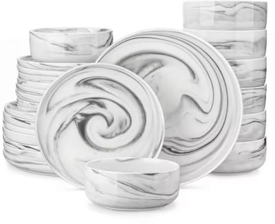 Lavish Serviesset – 4 persoons – 24 delig – Grijs Keramisch – Serviesset – Kleine Borden