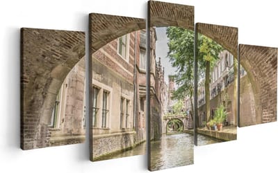 Artaza Canvas Schilderij Vijfluik Gracht In Utrecht Onder De Brug - 100x50 - Foto Op Canvas - Canvas Print