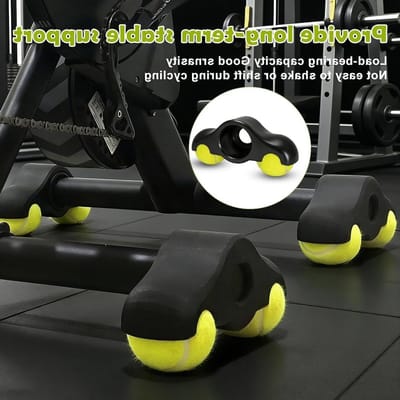 Rocker Plate Voeten - Wipplaten Adapter - Indoor Fietsen - Met Tennisballen - 4 Stuks - Zwart Groen
