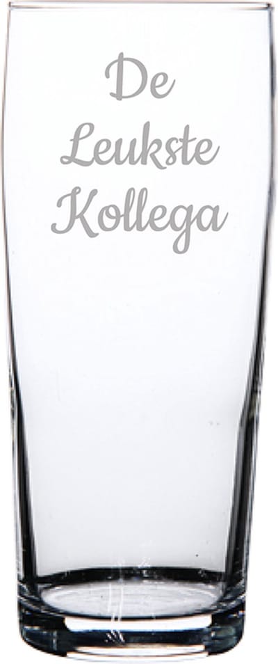 Gegraveerde bierfluitje 19cl De Leukste Kollega