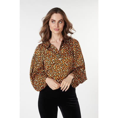 EsQualo Blouse Basic Wild Skins Print Maat: 34 | Blouses Outlet | Dames | Oranje