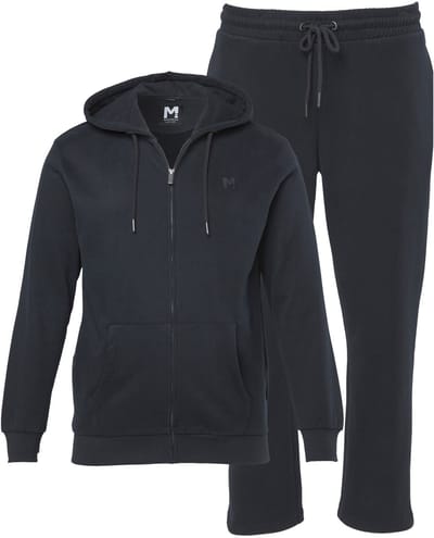 Men Plus - Heren - Men+ joggingpak tweedelig jack met capuchon tot 8XL - Zwart - Maat 3XL