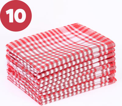 Tavas Theedoekenset Rood Glazendoeken 47x67 cm - Set van 10 Horeca Kwaliteit Theedoeken Keukendoeken
