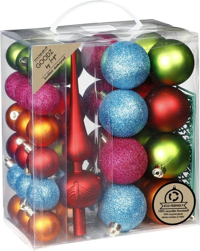 Inge Christmas kerstballen -39-dlg- gekleurd - kunststof - met piek