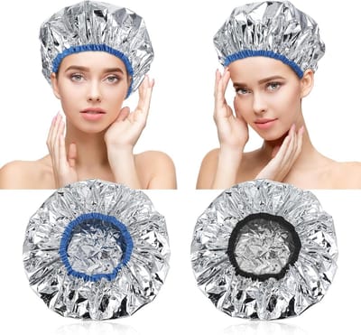 Warmte Haarmasker Hoedjes - Stoomkap Haar - Intensieve Haarverzorging - Herbruikbaar Aluminium - 2 Stuks - Zwart Blauw