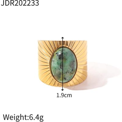 Uworld Turquoise Steen Roestvrij Staal Waterdicht Verstelbare Ring Dames Mode Charm Frankrijk Sieraden bague acier inoxydable resizable beige