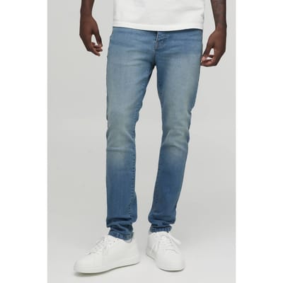 Essential Skinny Fit Stretch Washed Jeans | Antique Blue | Size 54R