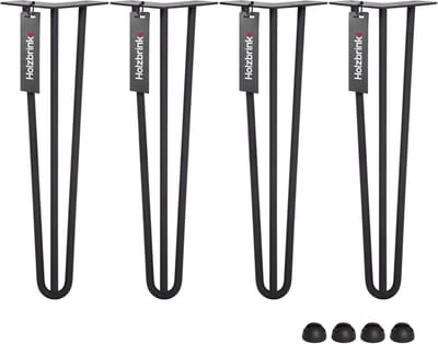 Set van 4 Zwart Metalen Hairpin Tafelfoten 25 cm - Stevig Onderstel voor Tafel of Bureau