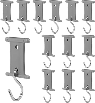 Set van 12 S-Haakjes voor Luifels, Geschikt voor Caravans, Kampeertenten en Buitenactiviteiten, Voor Rails van 5/6 mm en 7/8 mm