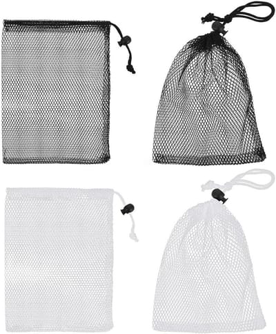 4x Nylon Netzaktassen met Trekkoord - Duurzame Opbergtas voor Strand, Zwembad en Sport