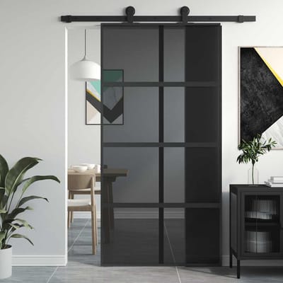 vidaXL - Schuifdeur - 102,5x205 - cm - gehard - glas - en - aluminium - zwart