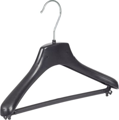 De Kledinghanger Gigant - Mantelhanger - Kostuumhanger - Jassenhanger - Kinderen - FR30 - 50 Stuks - Kunststof - Zwart - Gebogen Model - Schouderverbreding 3,3 cm - Broeklat - 30 cm - Kinderhanger - Kledinghanger - Kleerhanger - FR-Serie