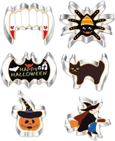 Dailygoods - 6 stuks uitsteekvormen voor koekjes - Halloween-set - Perfect voor feestelijke koekjes - Robuust roestvrij staal - Geschikt voor koekjes...