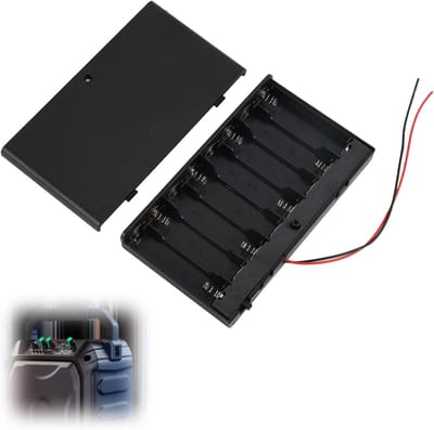 Batterijhouder 8xAA - Opbergdoos Batterijen - Apparaten Voeden - Met Aan/Uit Schakelaar - 12V Uitgang - Zwart