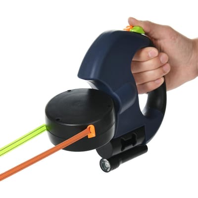 3M Intrekbare Hondenhalsband Voor Kleine Honden Reflecterend Dubbel Huisdier Lijn 360 Draaibaar Geen Knoop Dubbele Hondenuitlaatlijn Met Lichten (Navy,3 M - 8 KG) Vloot