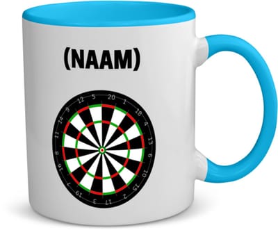 Akyol - darten met eigen naam koffiemok - theemok - blauw - Dartbord - darter - sport - 350 ML inhoud
