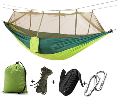 Compacte Hangmat - Kampeerhangmat Lichtgewicht - Ontspannen Buiten - Met Inclusief Net - 260x140cm - Groen