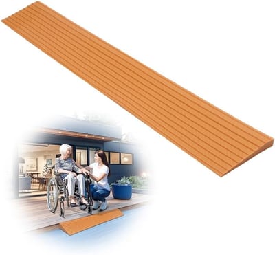 Drempelhelling met Antislip Oppervlak voor Rolstoel, Kinderwagen, Looprek of E-Scooter (Lichtbruin, 100 x 8 x 1 cm) - Ideaal voor Toegankelijkheid en Veiligheid