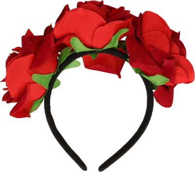 Day of the Dead diadeem met rode rozen