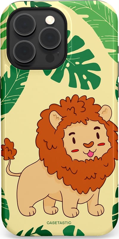 Casetastic Hoesje Geschikt voor Apple iPhone 15 Pro Max Magsafe - Stijlvolle Beschermende Duo-layer Case - Jungle Leeuw Ontwerp