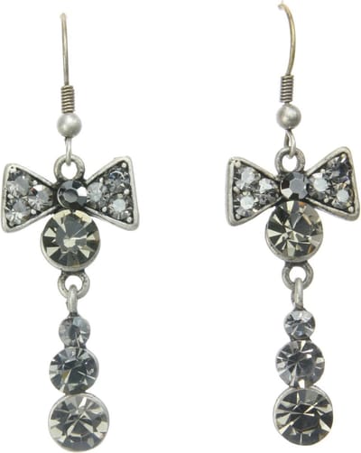 Behave - Oorhangers met strik en grijze steentjes - Vintage glamour